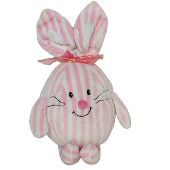 Commonwealth Easter Bunny Spring Pink White Striped Stuffed Animal 2002 12" - Picture 1 of 6